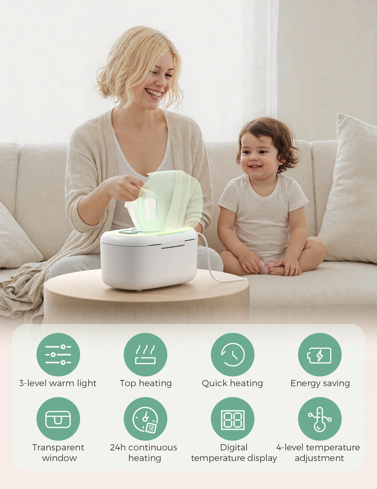 Pack Soins Bébé : Aspirateur nasal électrique + Lime à ongles électrique pour bébé + Chauffe-lingettes - Image 6