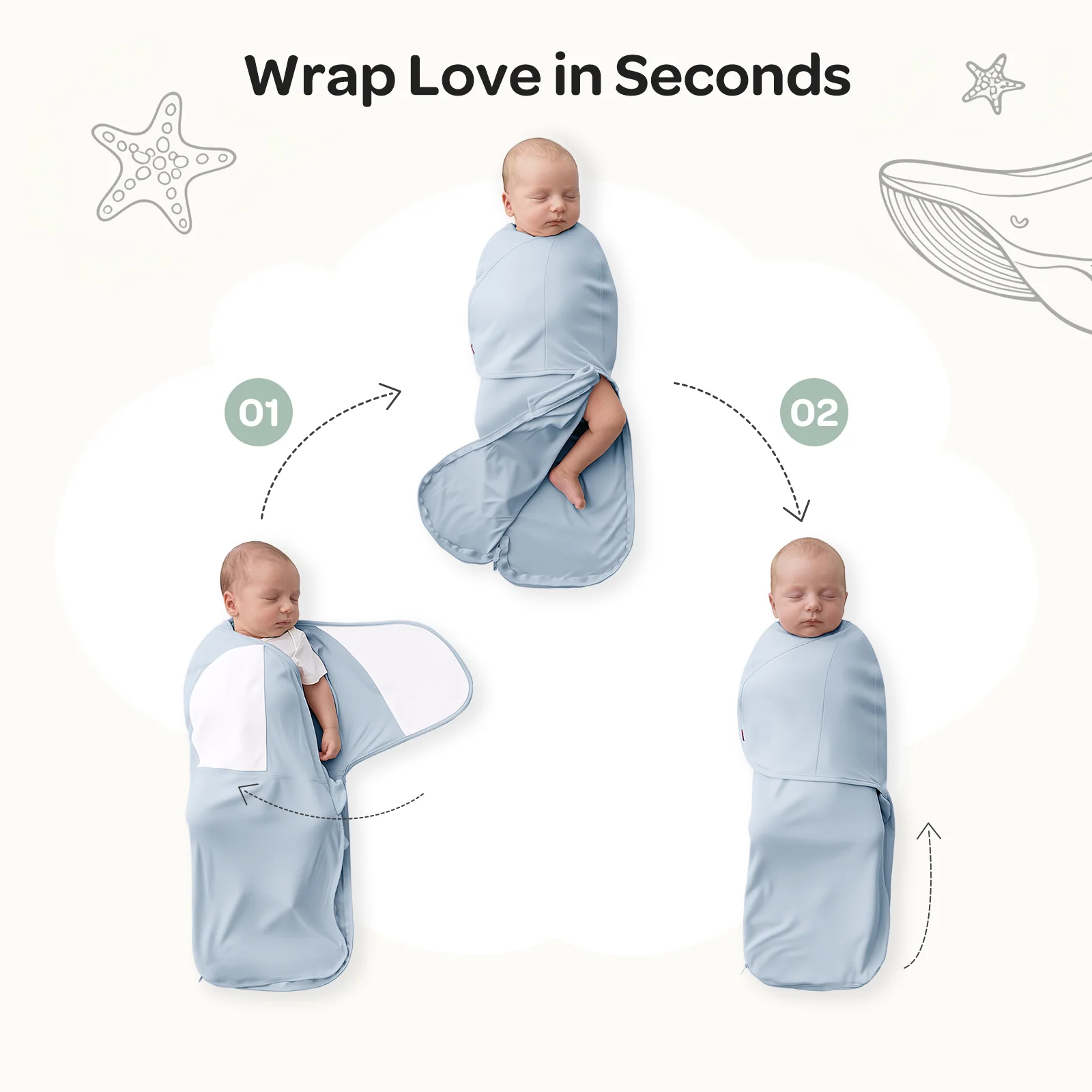 Pack Soins Bébé : Machine à sons intelligente et portable + Lange d’emmaillotage facile - Image 42