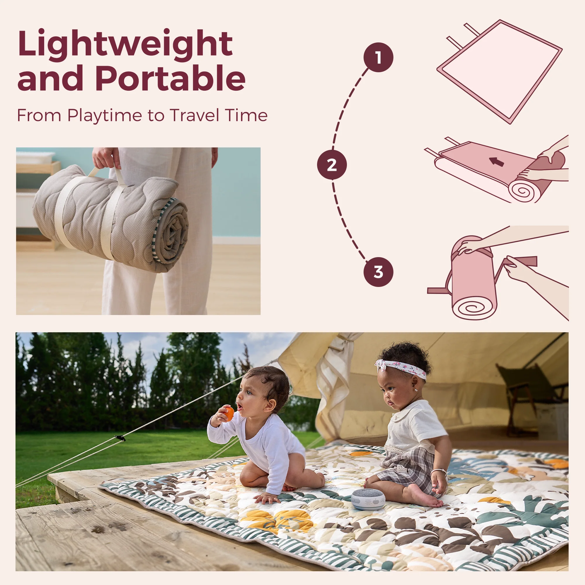 Tapis de jeu portable pour bébé Momcozy – Confort rafraîchissant - Image 12
