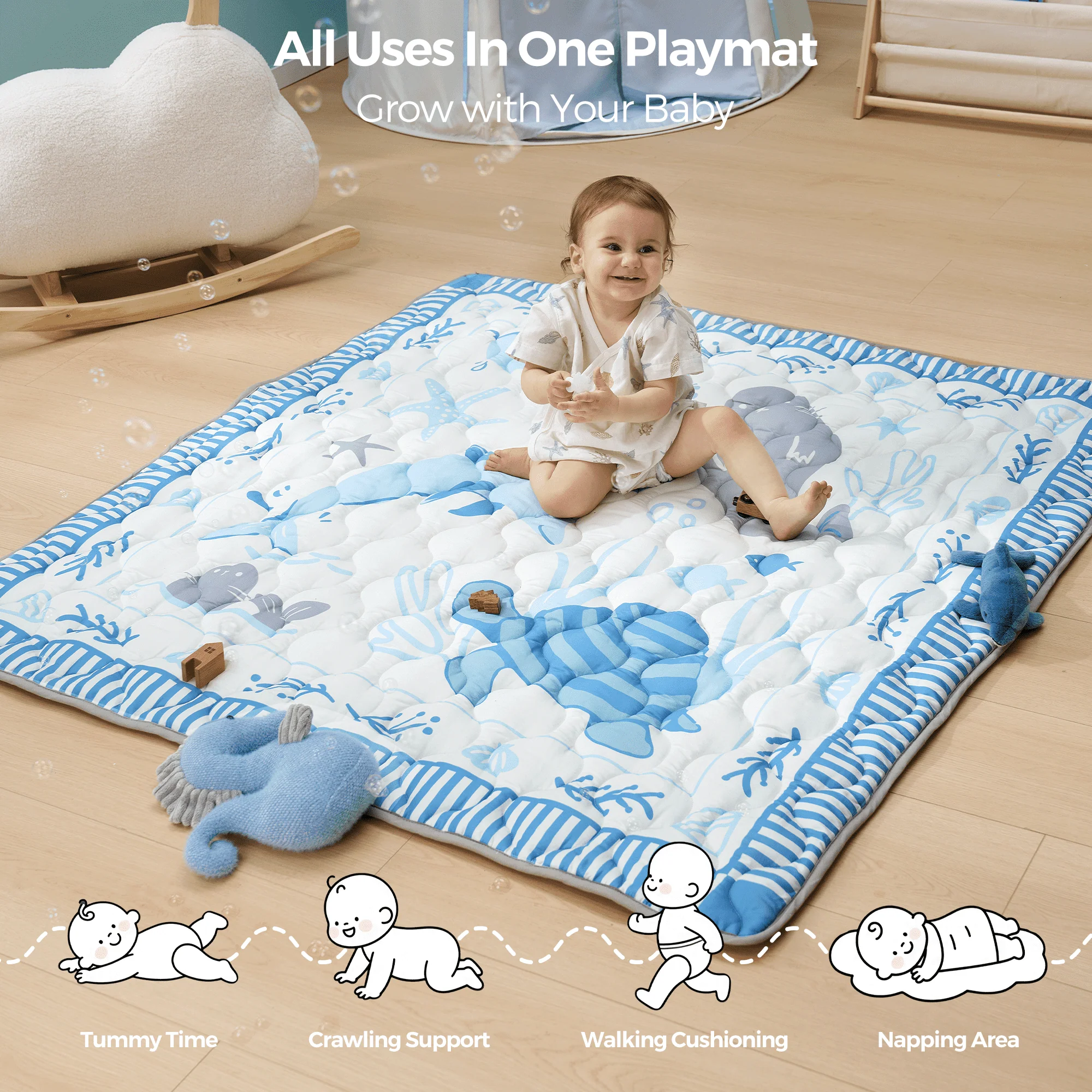 Tapis de jeu portable pour bébé Momcozy – Confort rafraîchissant - Image 3