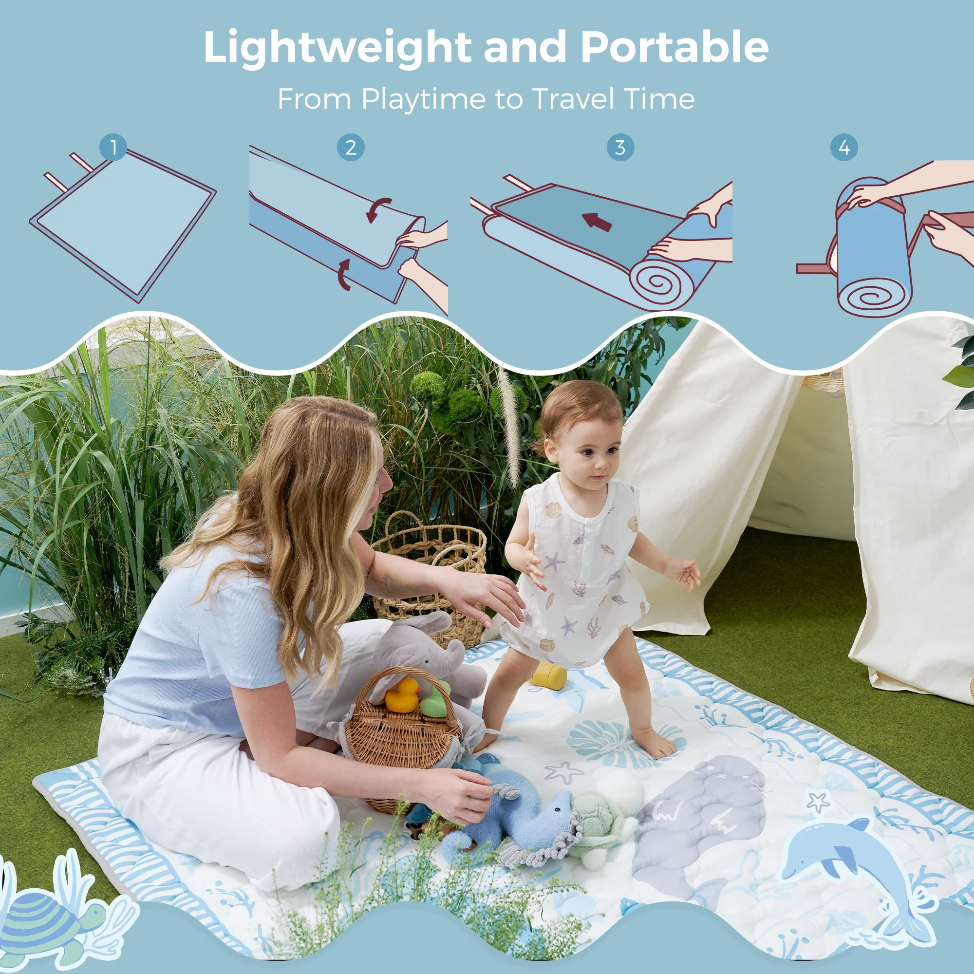 Tapis de jeu portable pour bébé Momcozy – Confort rafraîchissant - Image 8