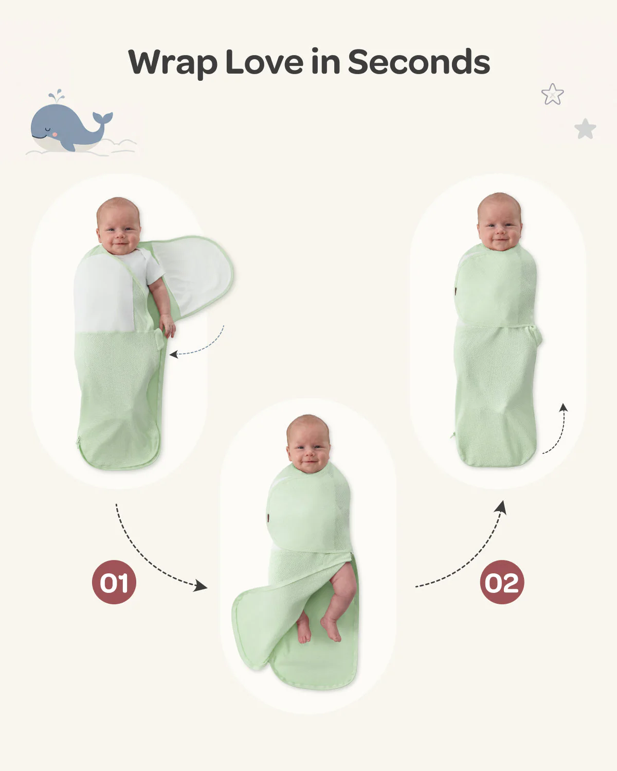 Lange d’emmaillotage respirant pour nouveau-né | Fraîcheur et confort toute la nuit - Image 8