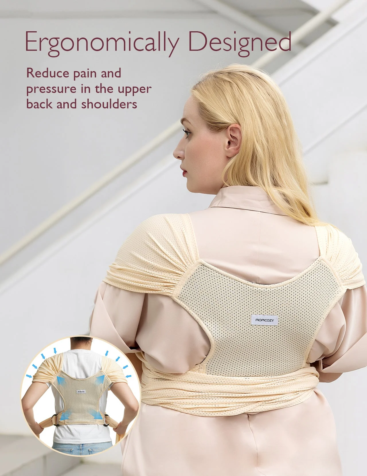Porte-bébé Momcozy SnapLite Cooling Mesh Wrap - Image 6