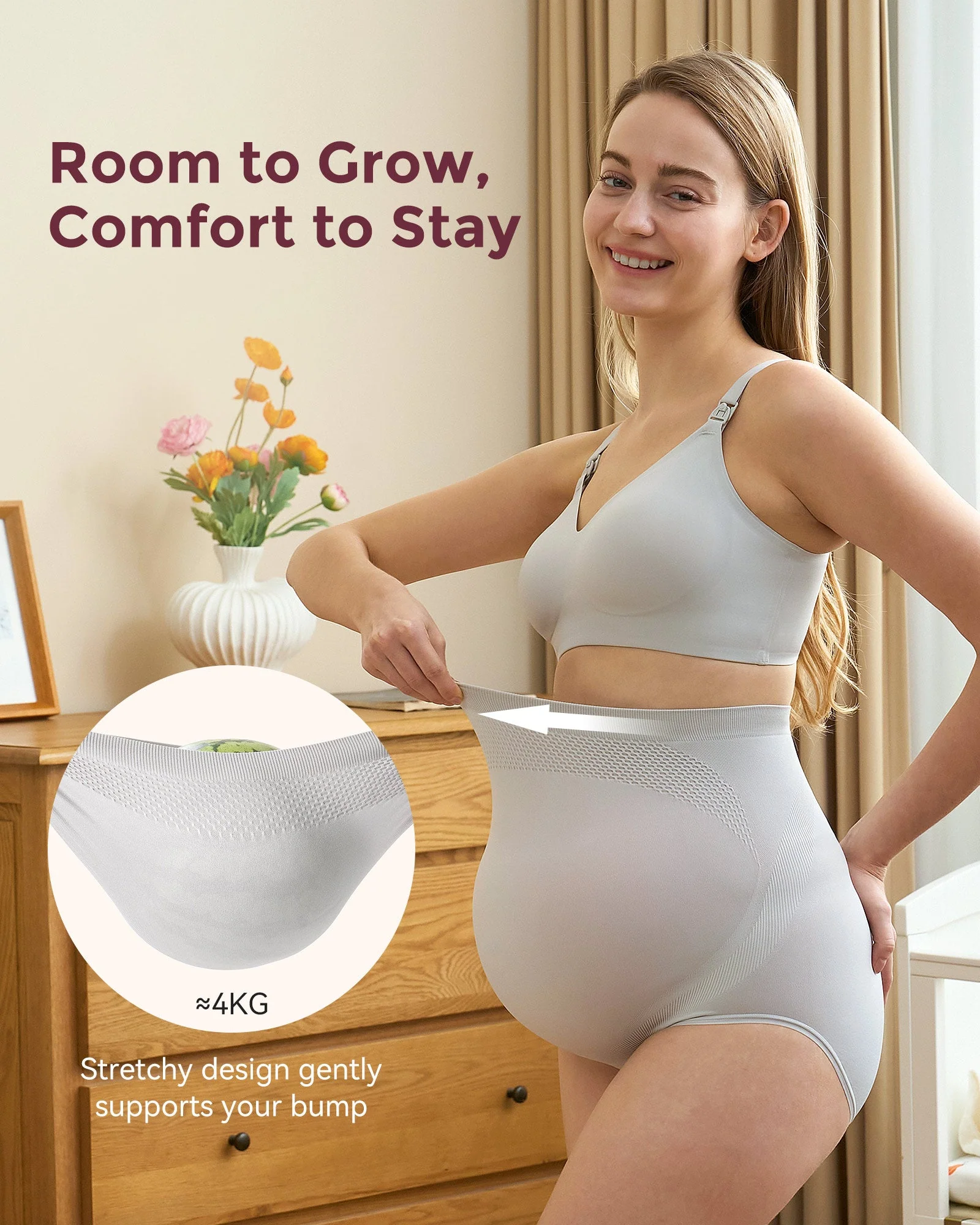 Culottes de grossesse taille haute sans coutures – maintien doux du ventre - Image 9