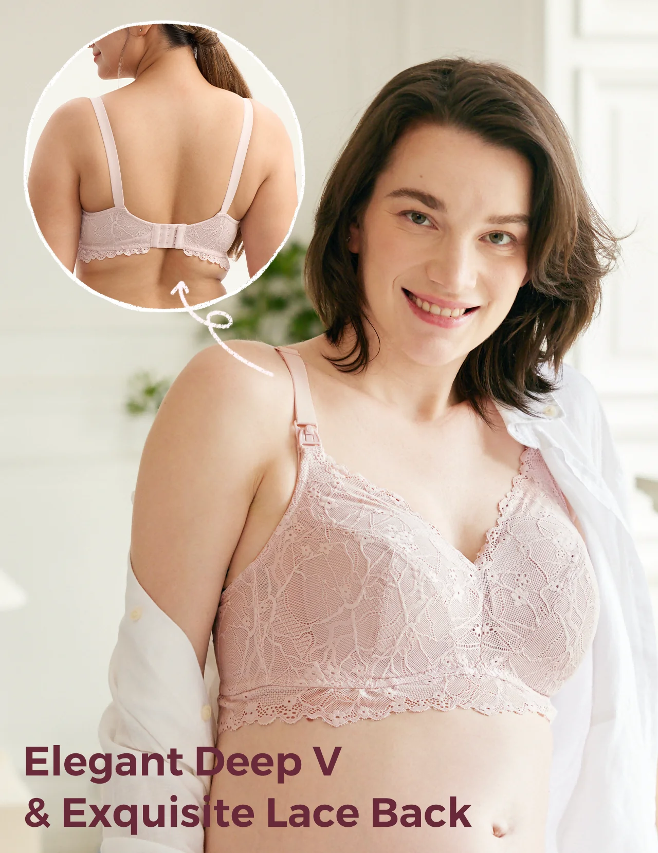 Soutien-gorge d'allaitement en dentelle à col en V - Image 11