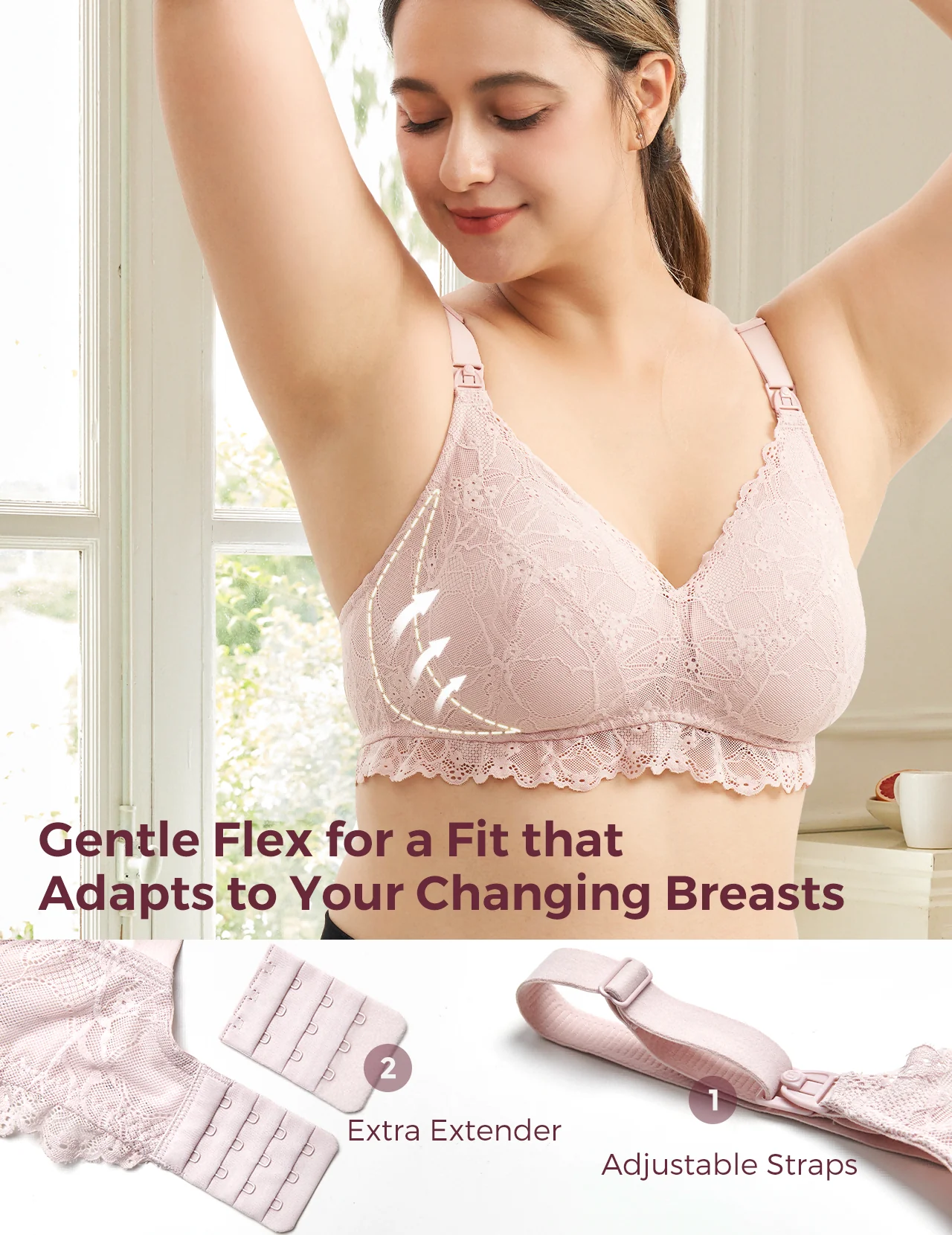 Soutien-gorge d'allaitement en dentelle à col en V - Image 12