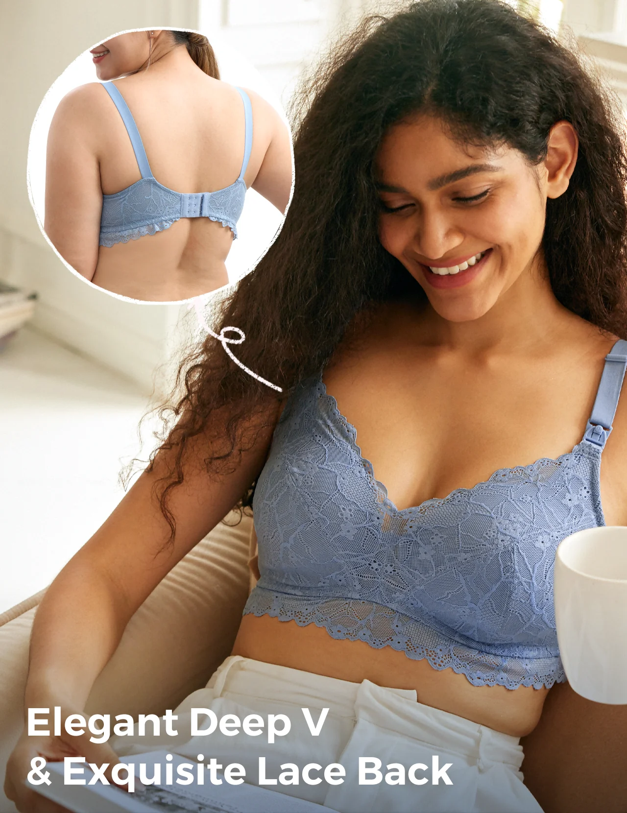 Soutien-gorge d'allaitement en dentelle à col en V - Image 17