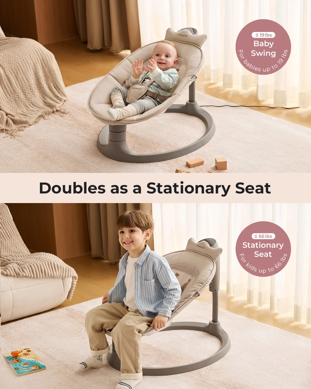 Balancelle électrique pour bébé 2-en-1 Momcozy - Image 3