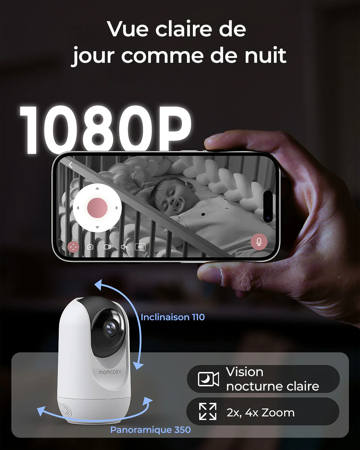 Moniteur bébé intelligent Momcozy 5 pouces double mode avec 2 caméras – BM04 - Image 6