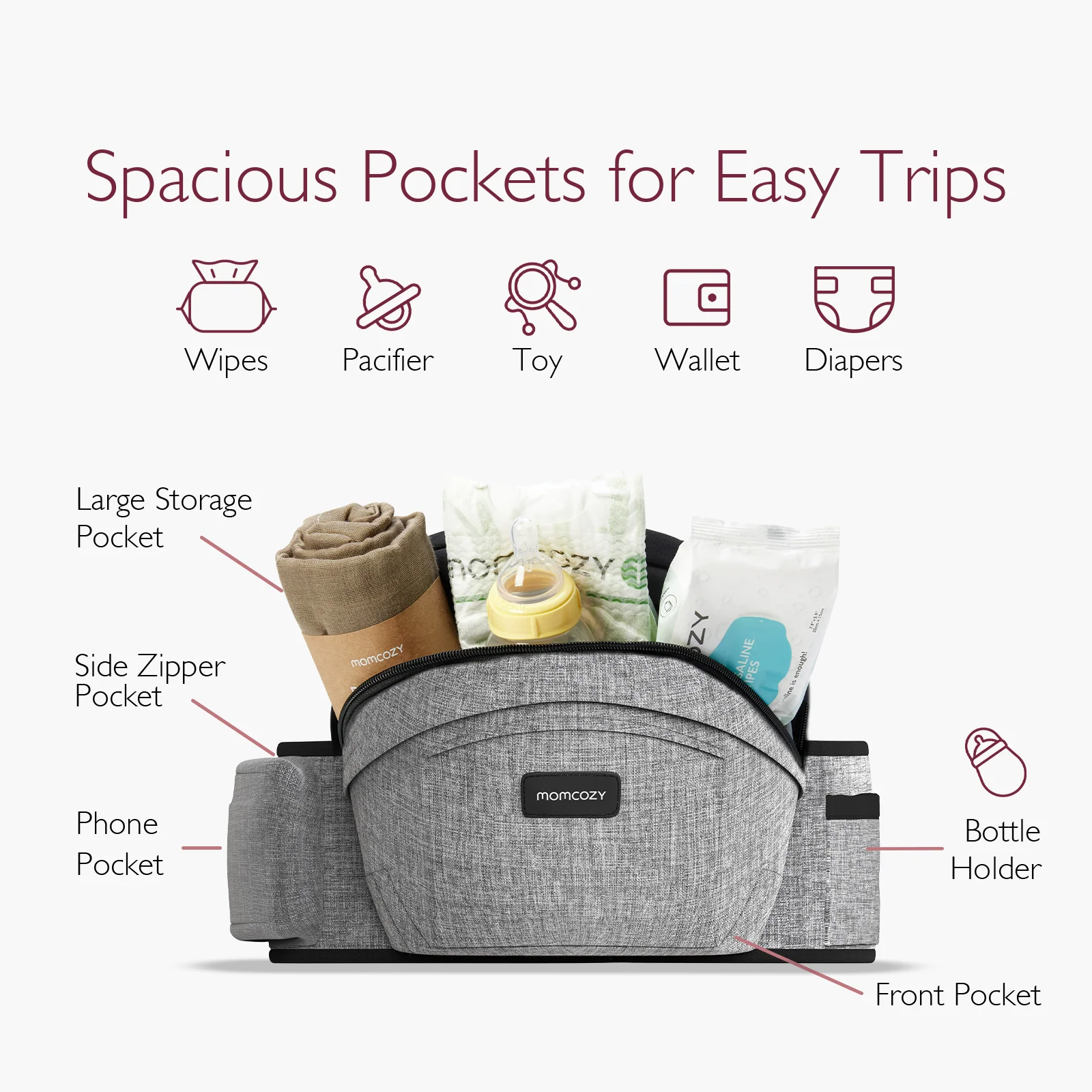Porte-bébé Momcozy Wander360 à hanche - Image 14