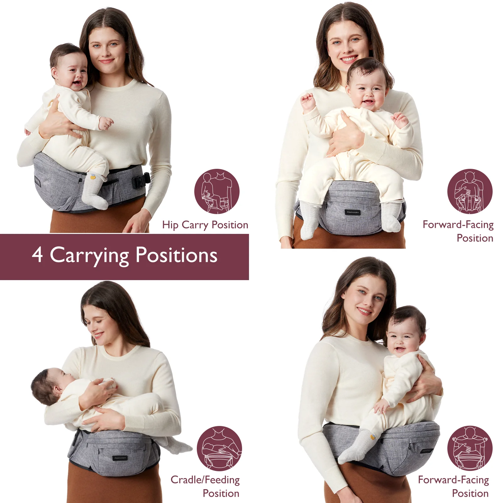 Porte-bébé Momcozy Wander360 à hanche - Image 16