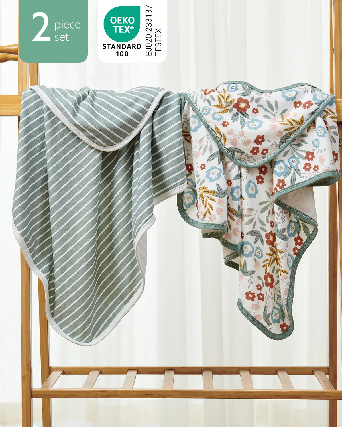 Lot de 2 serviettes à capuche pour bébé Momcozy – Motif Petite Blossom - Image 6