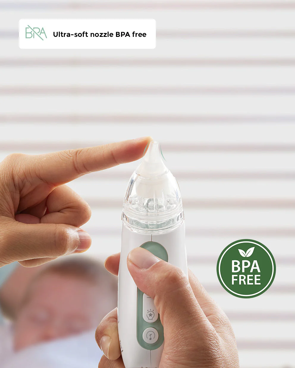 Aspirateur nasal Momcozy pour bébé – Mouche-bébé, longue autonomie des piles - Image 3