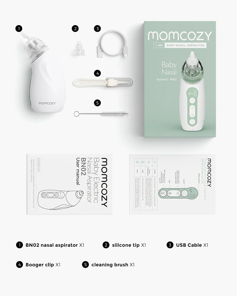 Aspirateur nasal Momcozy pour bébé – Mouche-bébé, longue autonomie des piles - Image 8