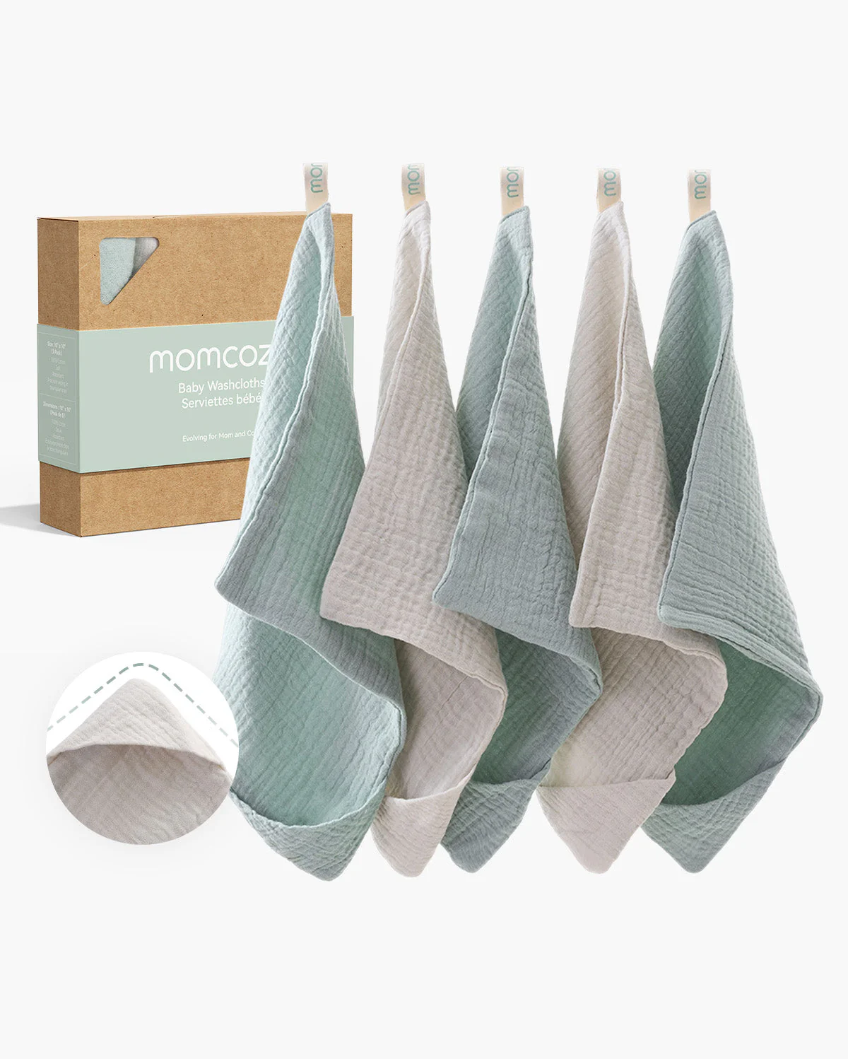 Lingettes pour bébé Momcozy – Coton doux 4 couches, adaptées aux nouveau-nés - Image 10