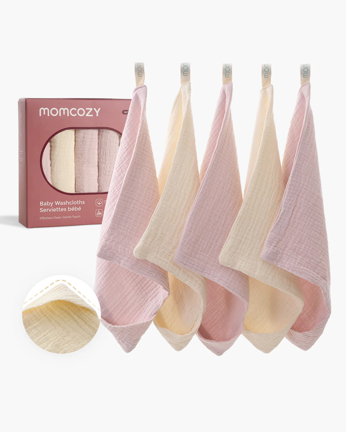 Lingettes pour bébé Momcozy – Coton doux 4 couches, adaptées aux nouveau-nés - Image 17