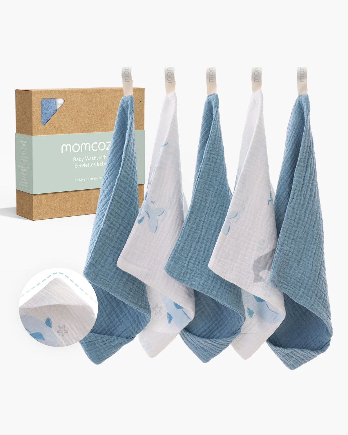 Lingettes pour bébé Momcozy – Coton doux 4 couches, adaptées aux nouveau-nés - Image 3
