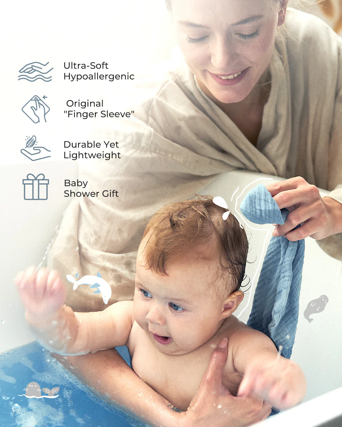 Lingettes pour bébé Momcozy – Coton doux 4 couches, adaptées aux nouveau-nés - Image 4