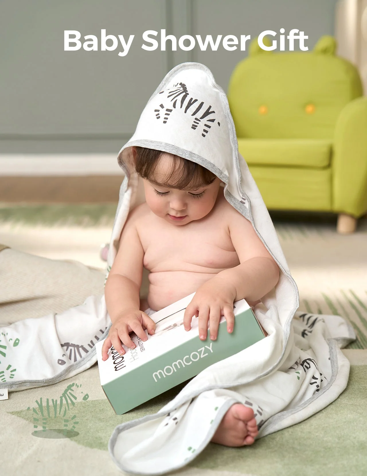 Serviette à capuche pour bébé Momcozy Meilleurs Vœux – Courage - Image 3