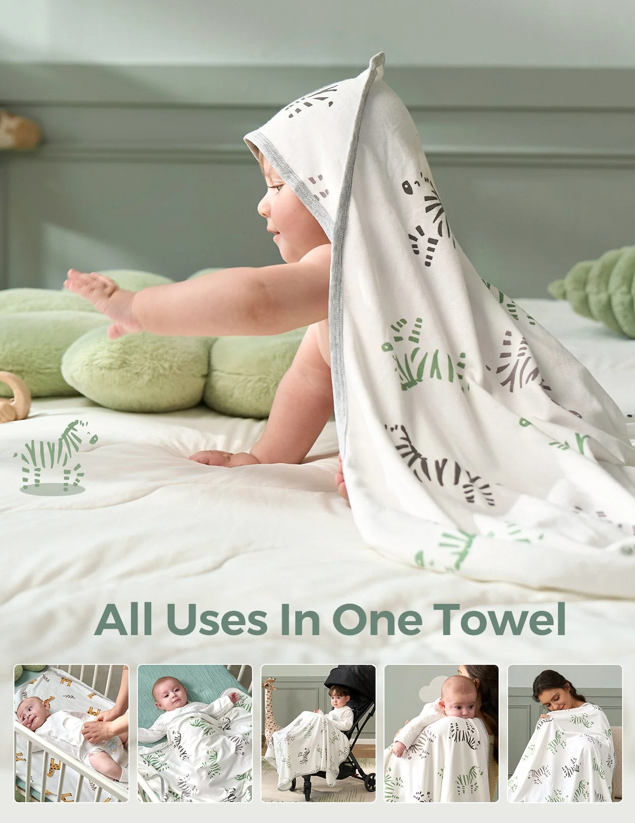 Serviette à capuche pour bébé Momcozy Meilleurs Vœux – Courage - Image 4