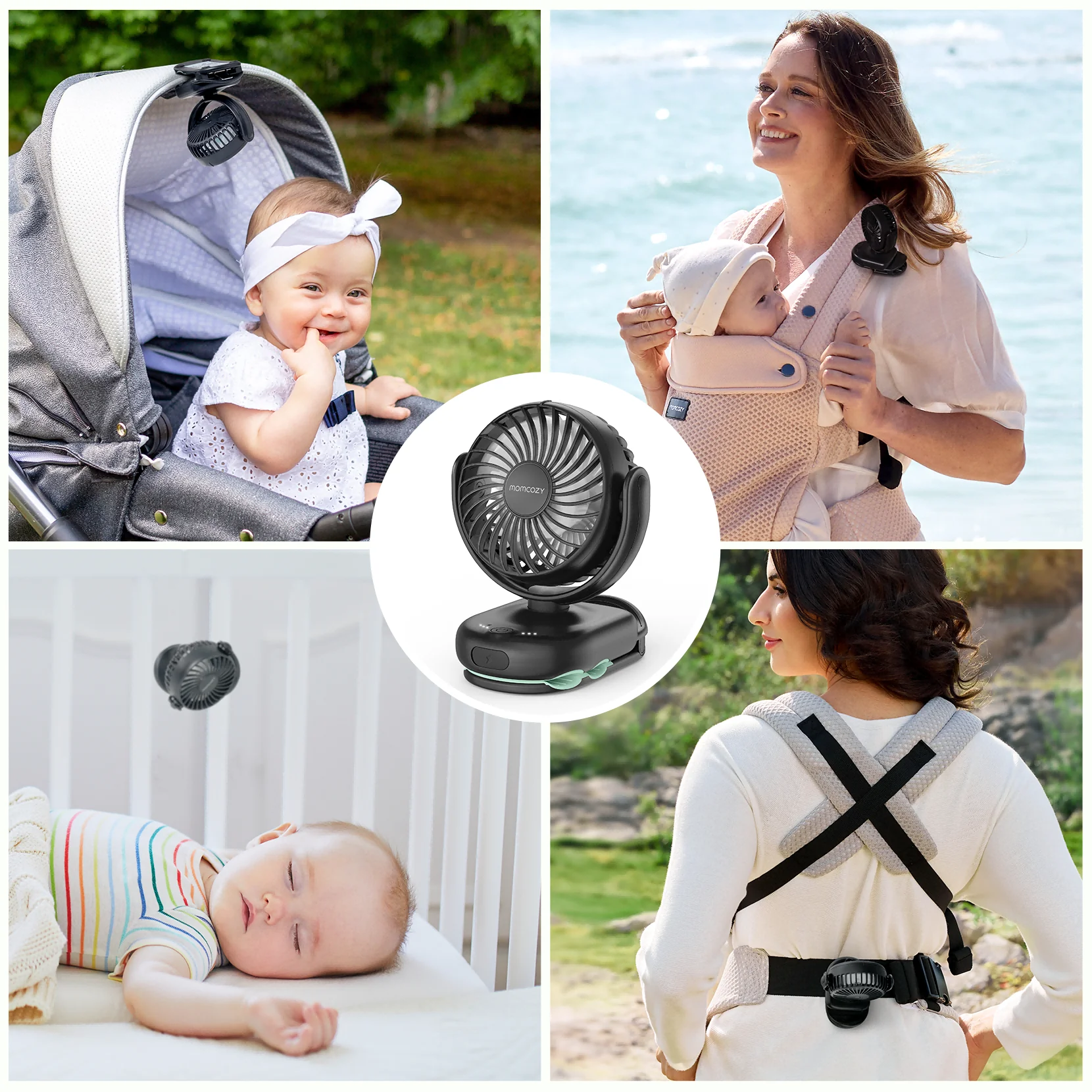 Lot d’essentiels pour les sorties : porte-bébé et ventilateur à clip pour poussette - Image 10