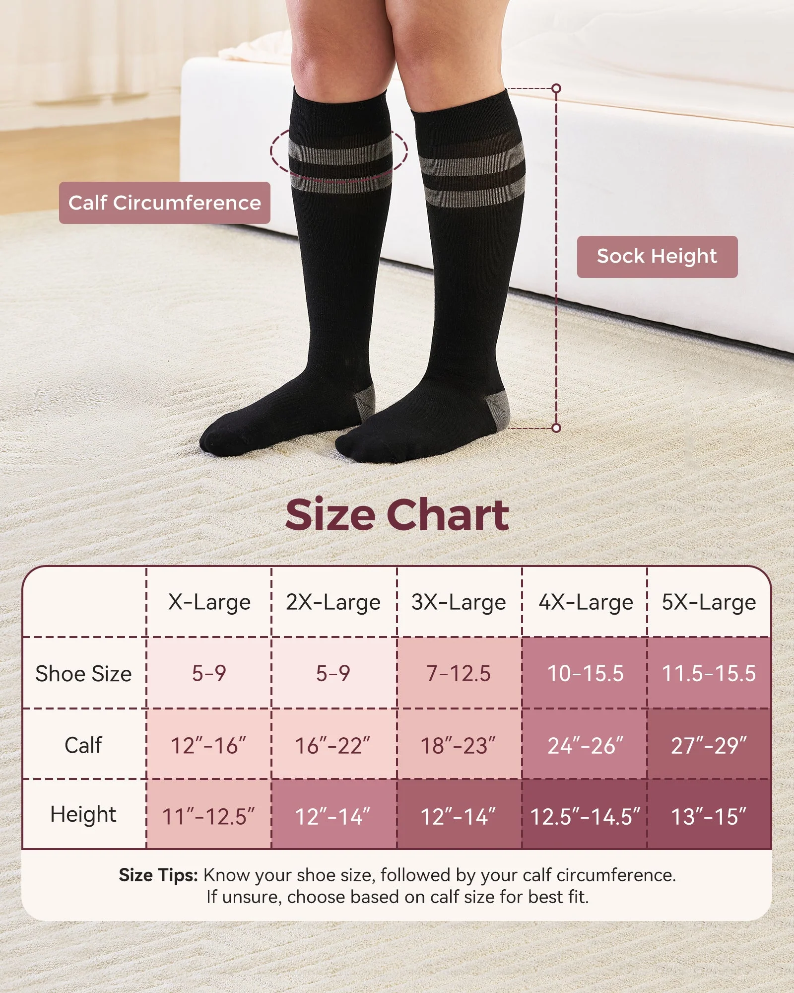 Chaussettes de compression Momcozy pour femmes – Mollet large - Image 15
