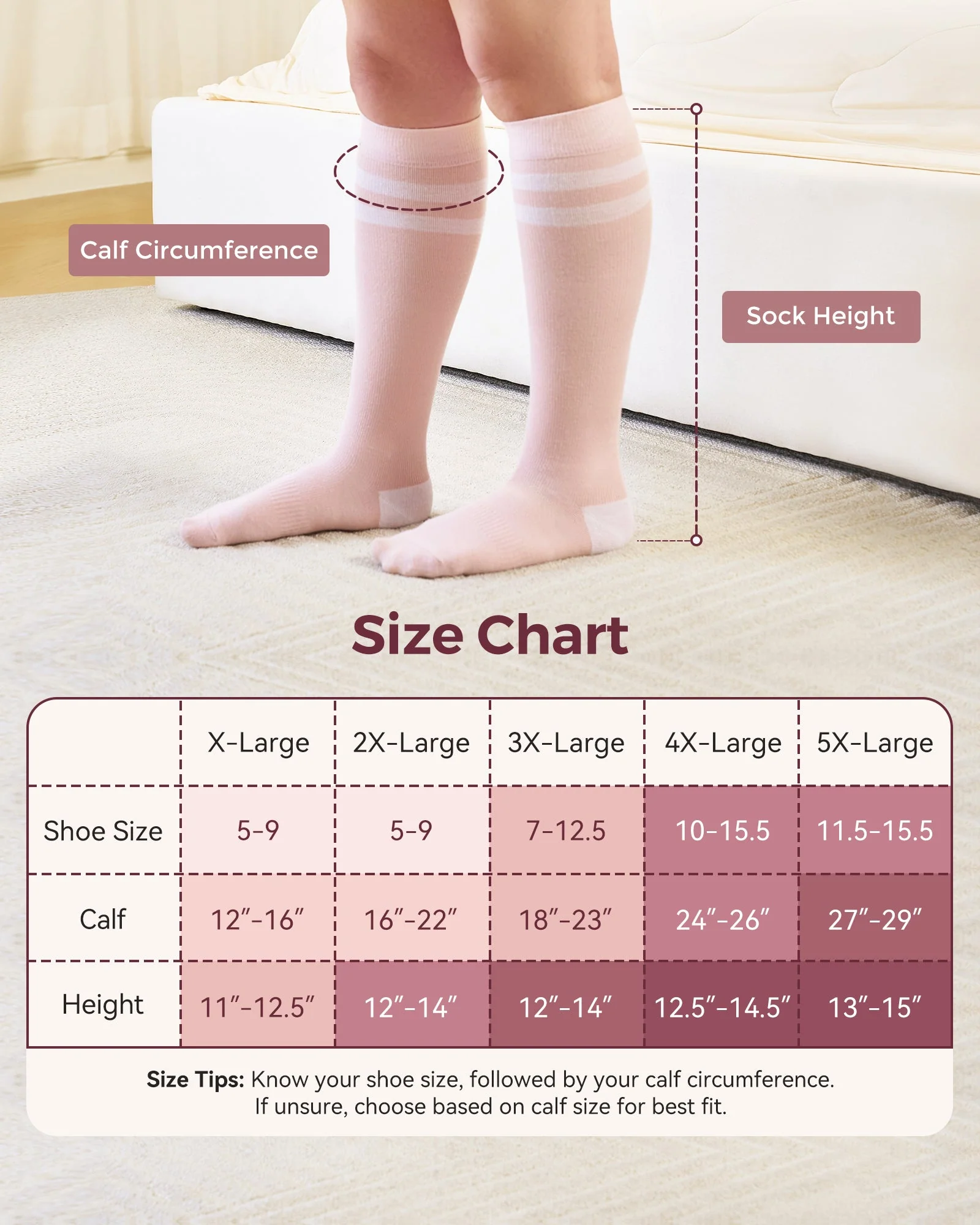 Chaussettes de compression Momcozy pour femmes – Mollet large - Image 17