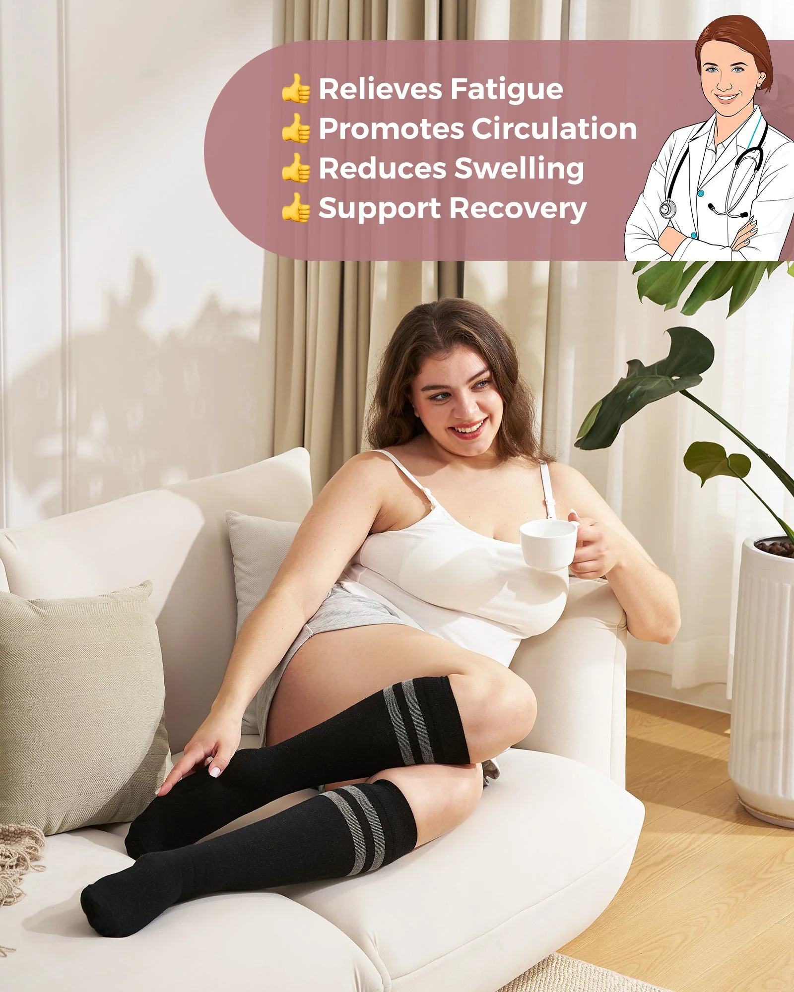 Chaussettes de compression Momcozy pour femmes – Mollet large - Image 4