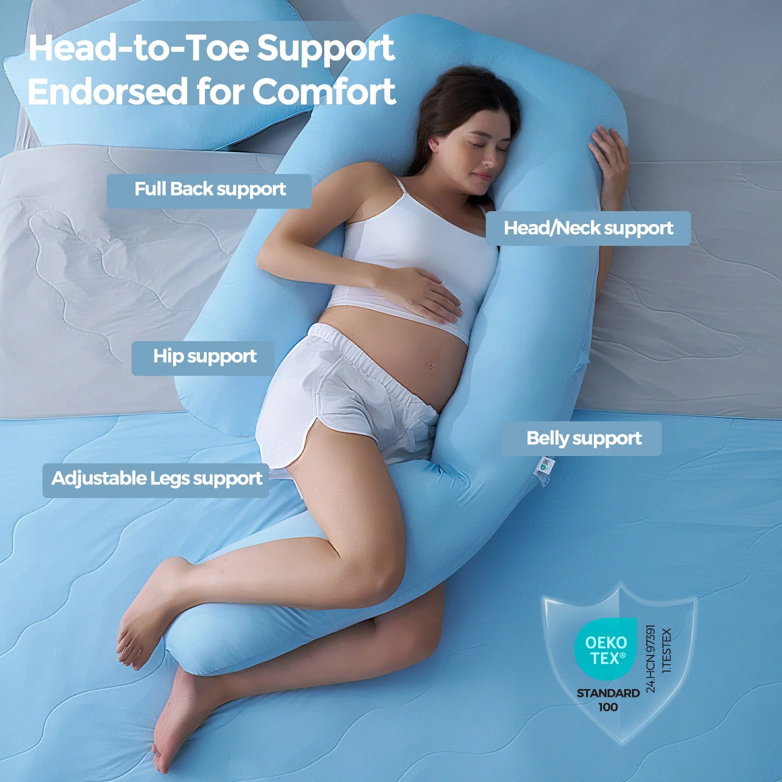 Original F Shaped Pregnancy Pillows with Adjustable Wedge Pillow (Oreiller de grossesse en forme de F réglable) - Image 4