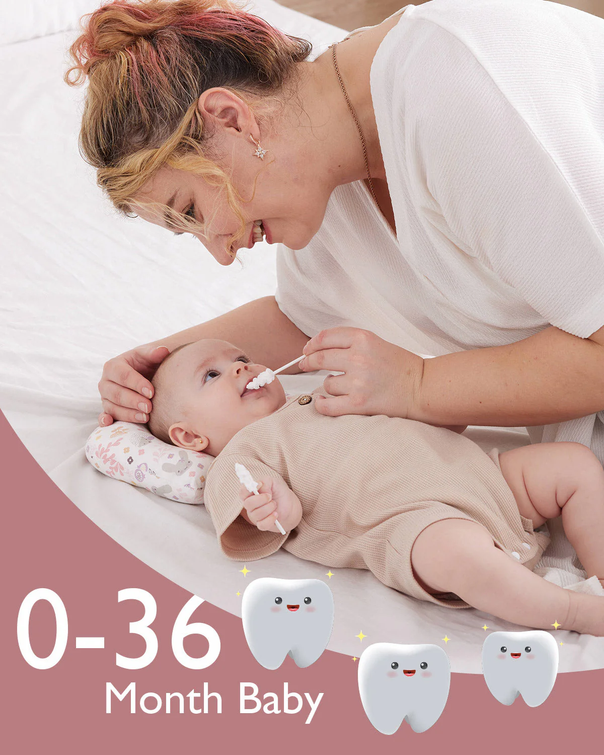Momcozy Oral Care Series: Baby Finger à dents Brosse, Baby Wipes Brosse, Nettoyer pour bébé, brosse à dents pour bébé - Image 4