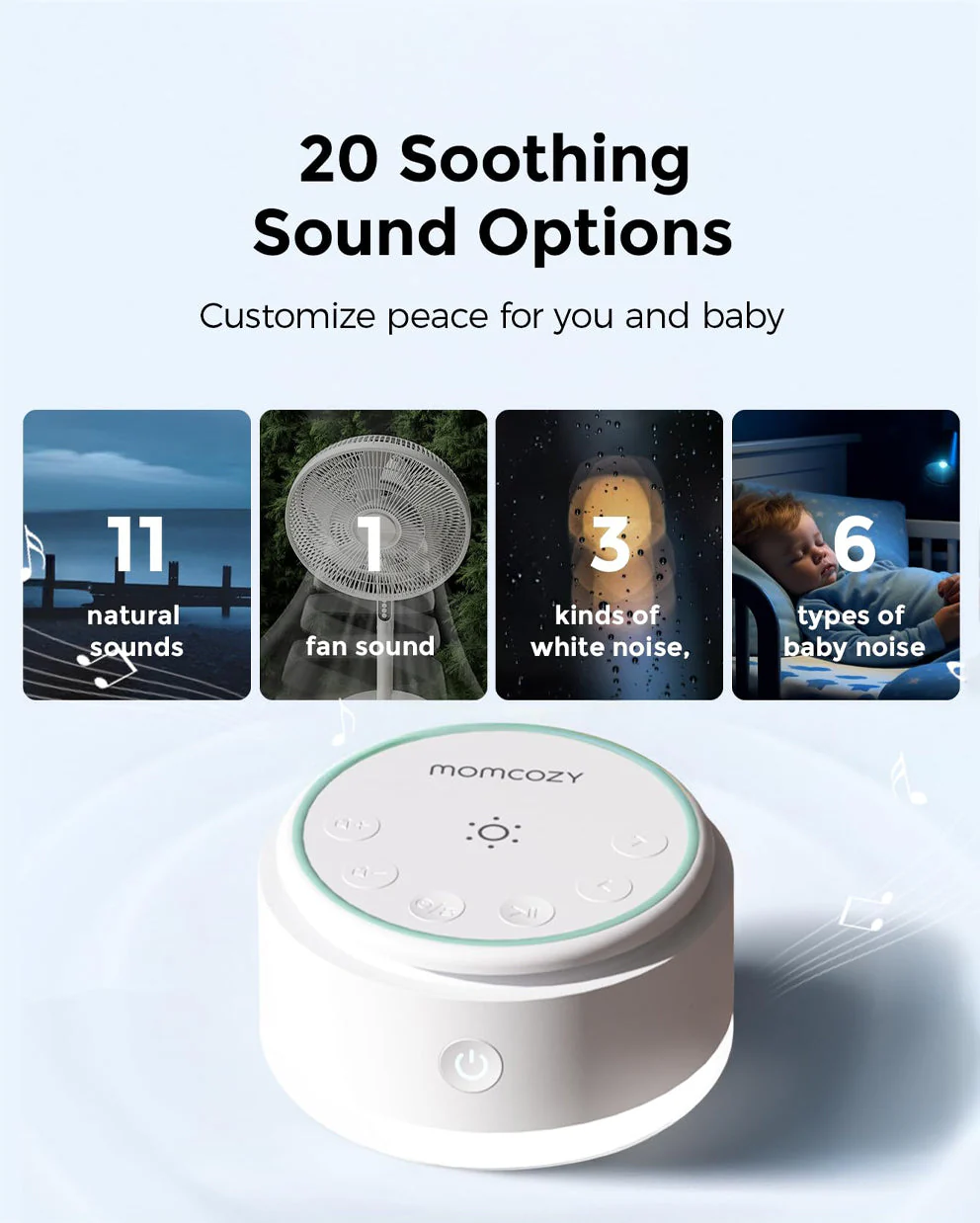 Machine sonore portable pour bébé Momcozy – Bruit blanc, Longue durée de batterie - Image 8