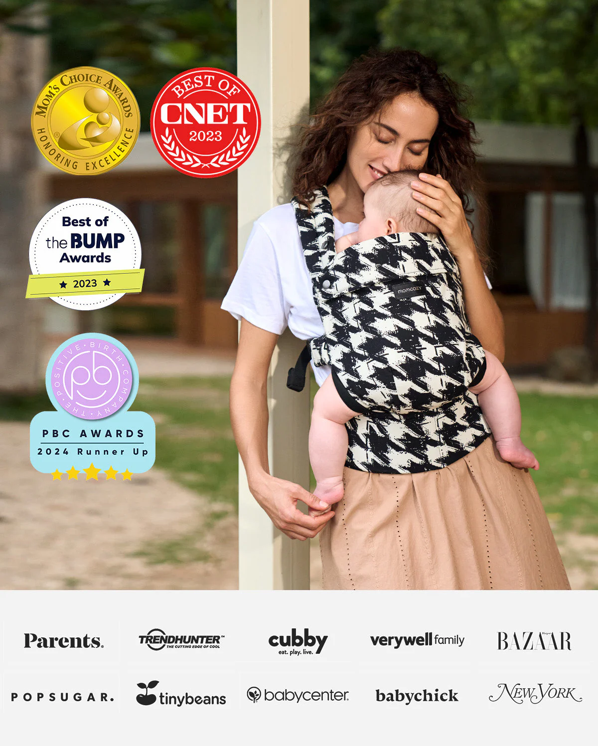 Porte-bébé Momcozy PureHug - Coton à motif pied-de-poule - Image 8