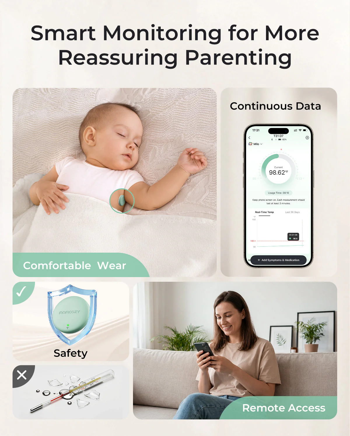 Thermomètre Bébé Intelligent Momcozy – Précision de Qualité Médicale & Suivi en Temps Réel via l’Application - Image 8