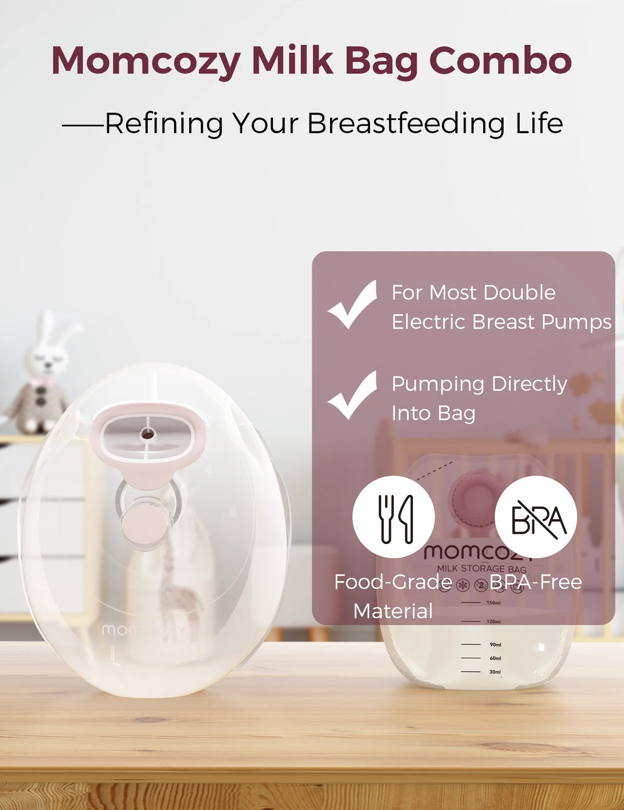 Momcozy Wearable Milk Collection Cups - pour Momcozy V1/V2 et la plupart des tire-laits électriques - Image 4