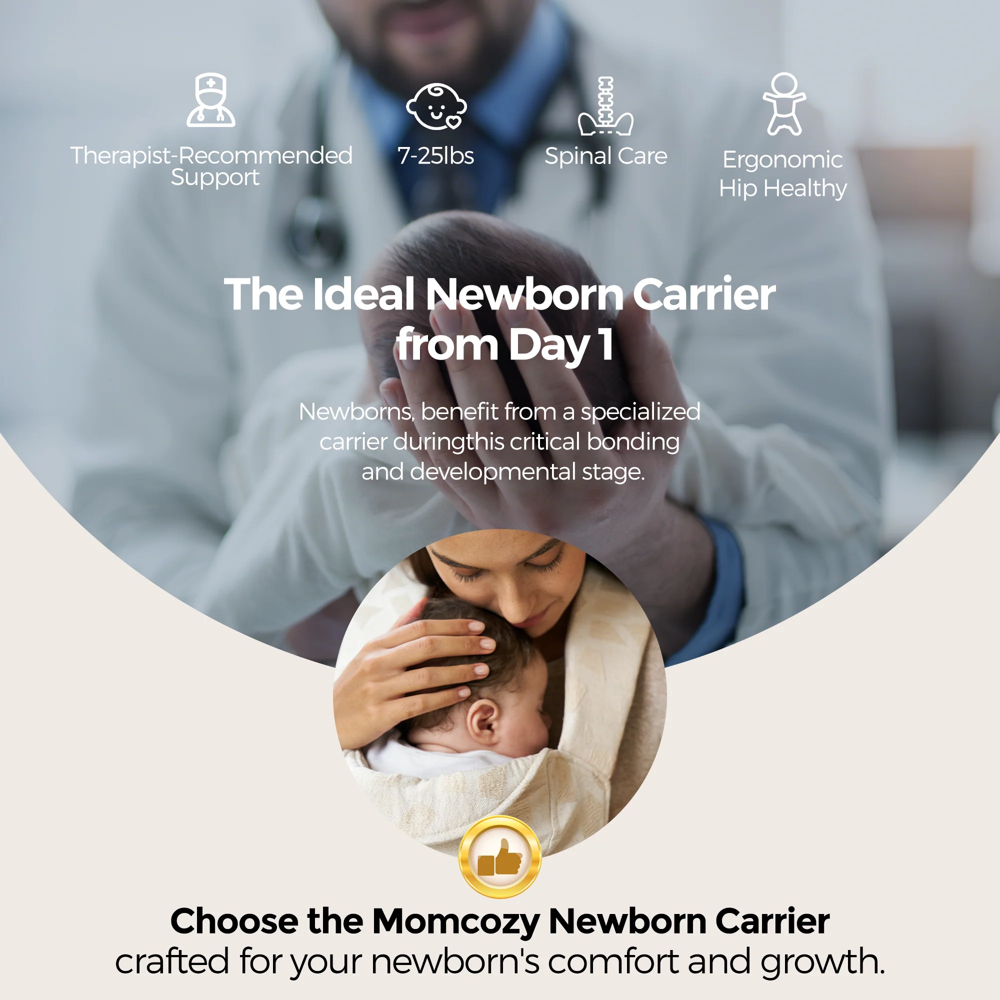 Porte-bébé nouveau-né Momcozy WeeSnug (0–3 mois) - Image 19