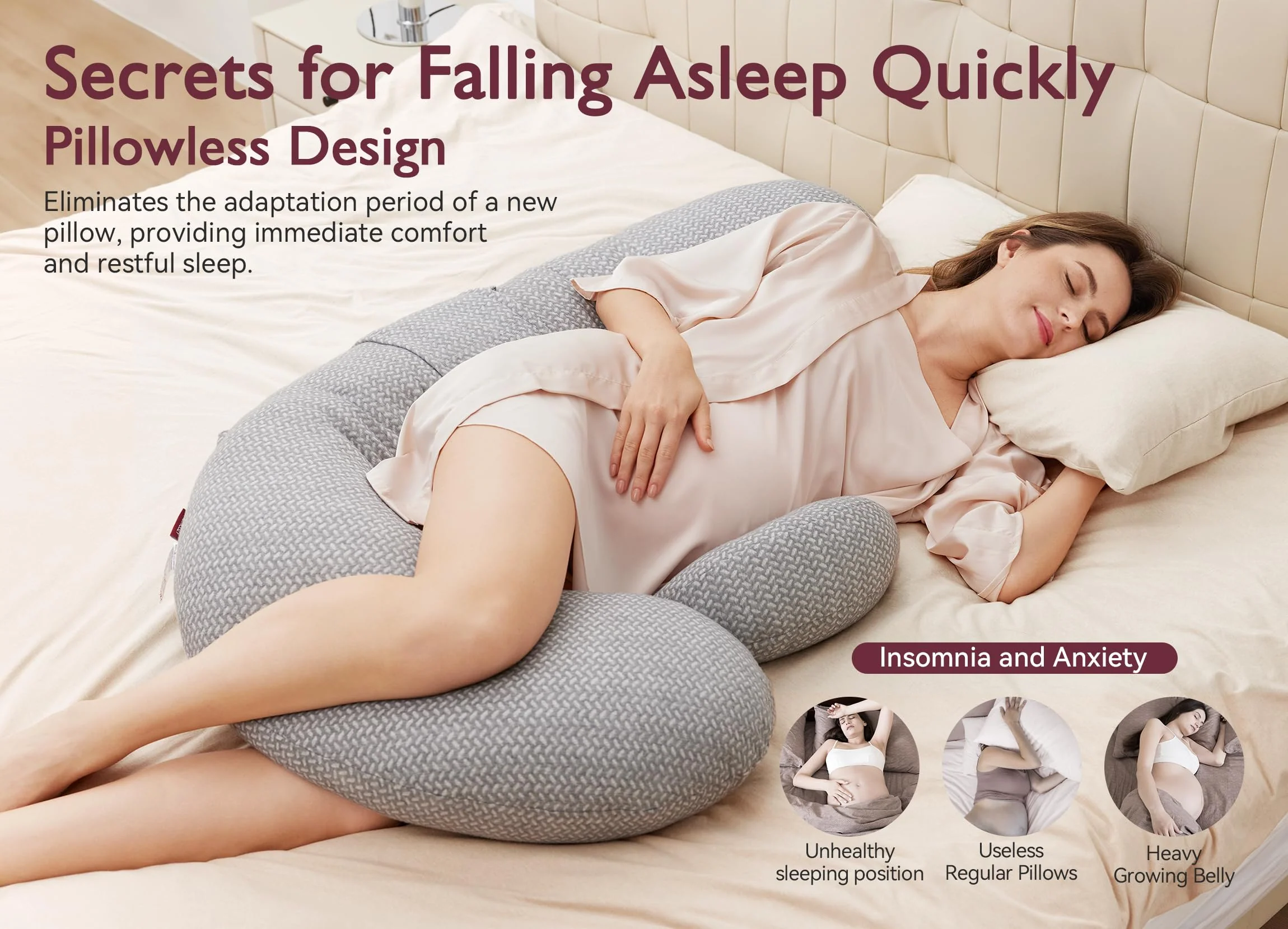 Original F Shaped Pregnancy Pillows with Adjustable Wedge Pillow (Oreiller de grossesse en forme de F réglable) - Image 10