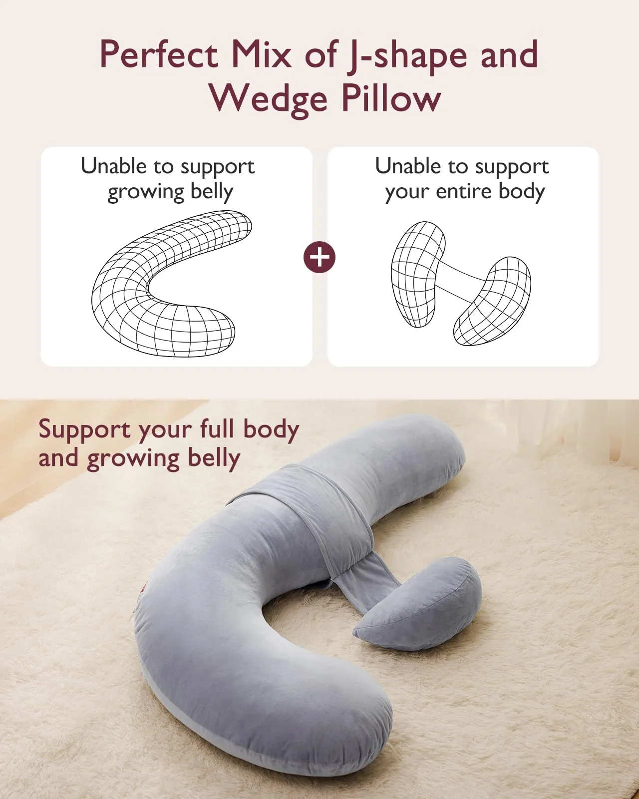 Original F Shaped Pregnancy Pillows with Adjustable Wedge Pillow (Oreiller de grossesse en forme de F réglable) - Image 3