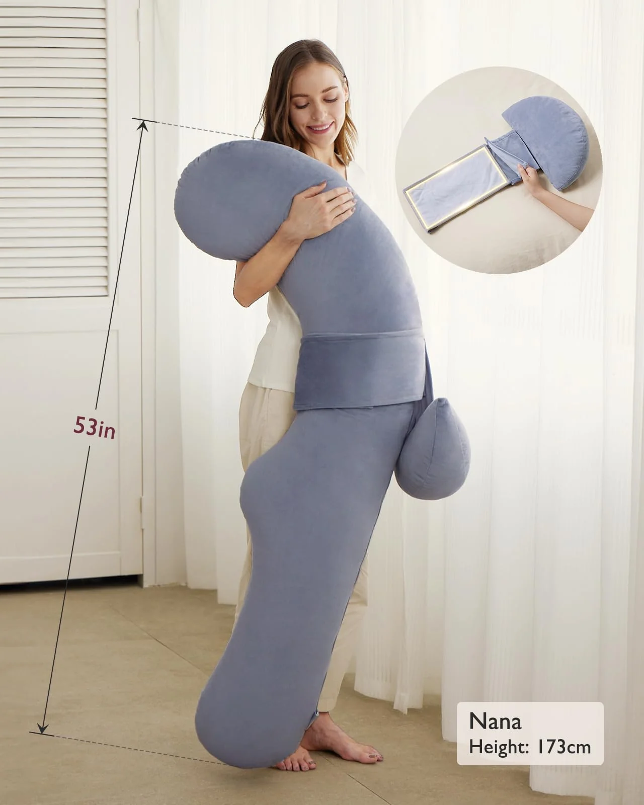 Original F Shaped Pregnancy Pillows with Adjustable Wedge Pillow (Oreiller de grossesse en forme de F réglable) - Image 6