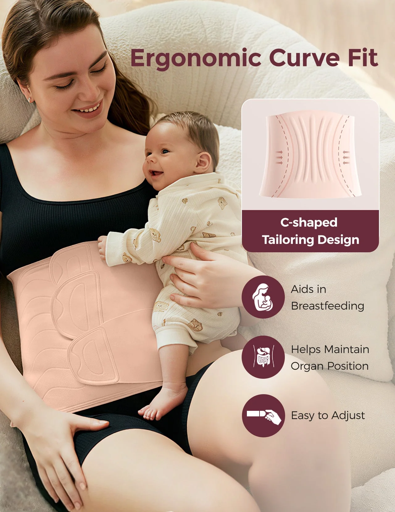 Pack Confort Grossesse : Ceinture de maintien Ergonest et soutien-gorge d’allaitement ultra doux sans coutures YN21 - Image 8