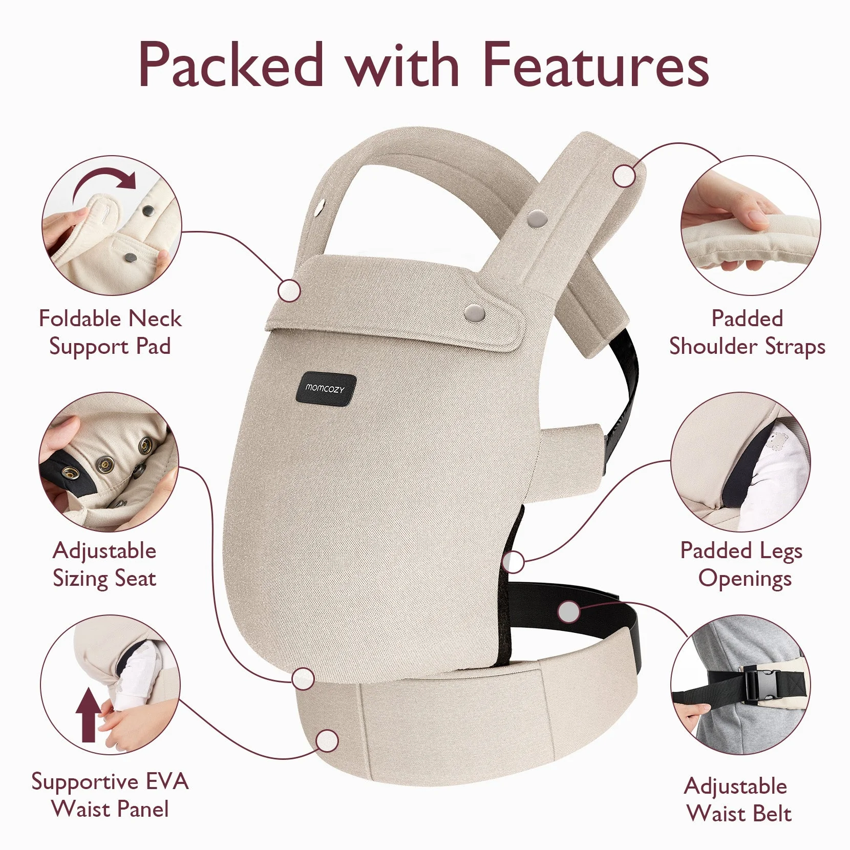 Pack Confort : Porte-bébé PureHug couleur kaki et ceinture de maintien Ergonest - Image 5