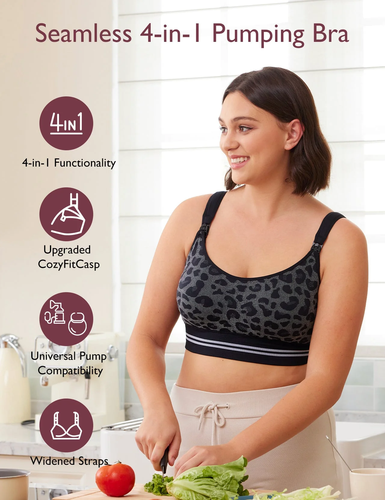 Soutien-gorge d’allaitement ultra doux et sans coutures YN21 & DEX – Lot 4-en-1, tissu extensible, mains libres pour pompe - Image 10