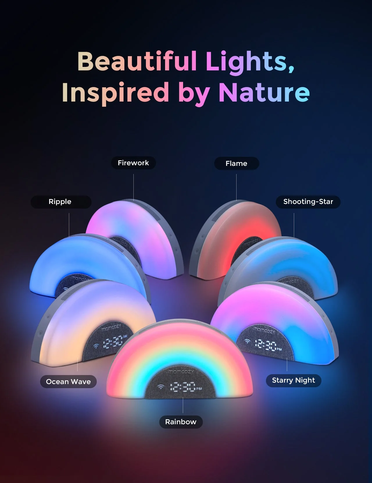 DreamSync™ Machine à sons portable Momcozy pour bébé – Bruit blanc, berceuses & lumière arc-en-ciel avec contrôle App - Image 10