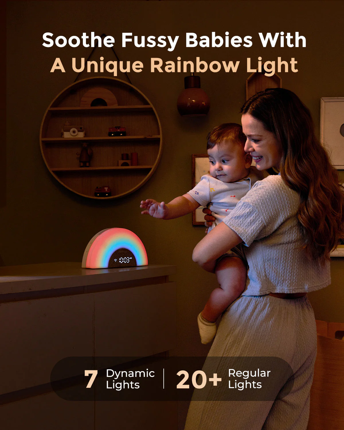 DreamSync™ Machine à sons portable Momcozy pour bébé – Bruit blanc, berceuses & lumière arc-en-ciel avec contrôle App - Image 3