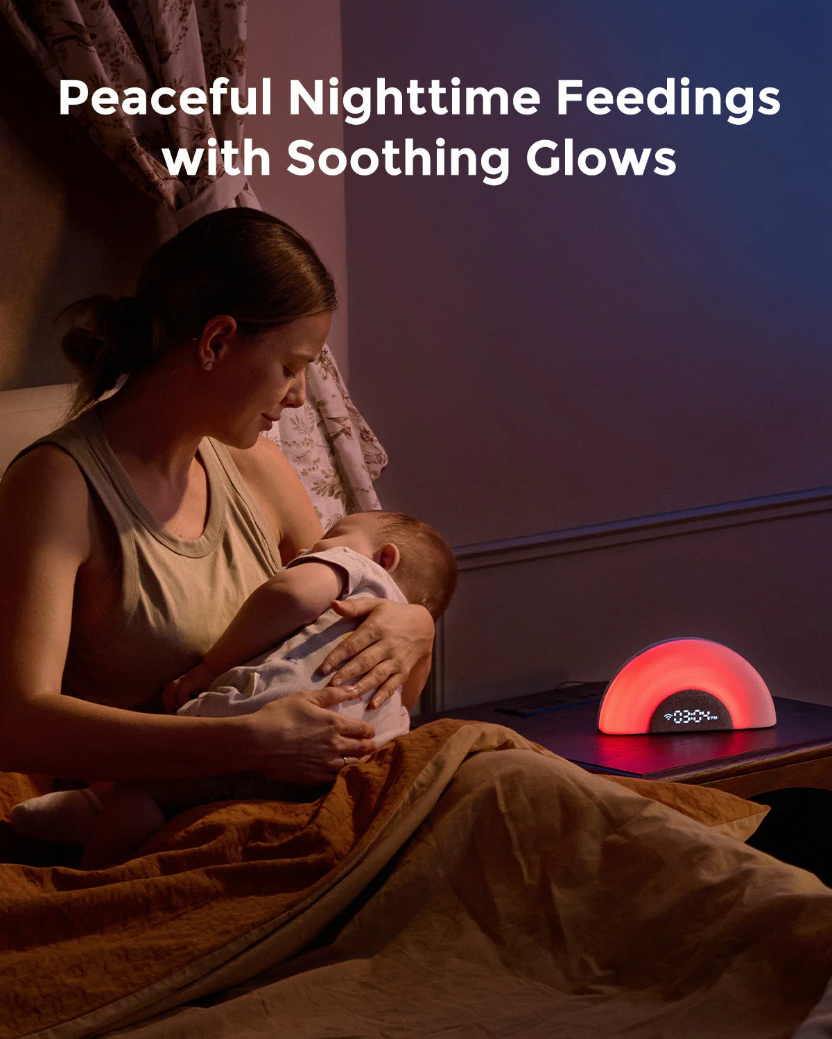 DreamSync™ Machine à sons portable Momcozy pour bébé – Bruit blanc, berceuses & lumière arc-en-ciel avec contrôle App - Image 4