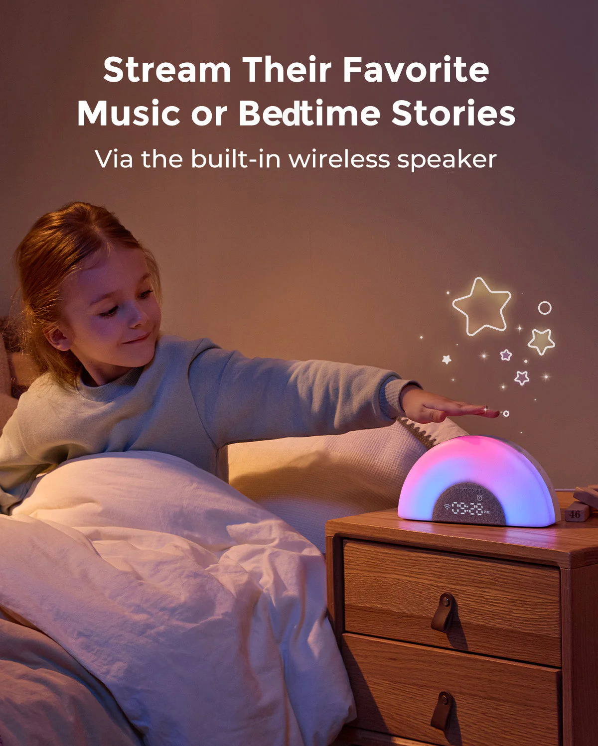 DreamSync™ Machine à sons portable Momcozy pour bébé – Bruit blanc, berceuses & lumière arc-en-ciel avec contrôle App - Image 7