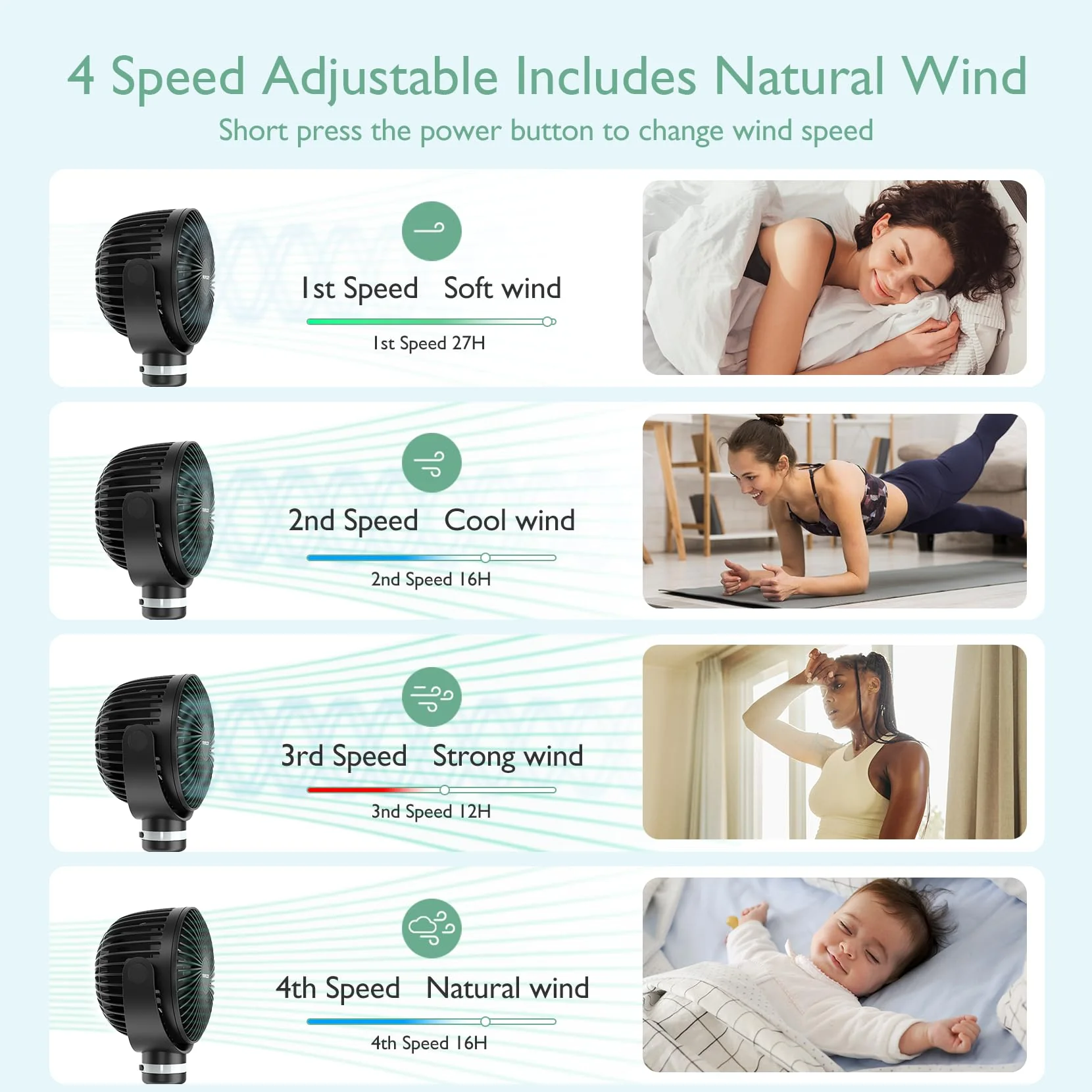 Ventilateur de poche USB rechargeable pour le voyage - Image 10