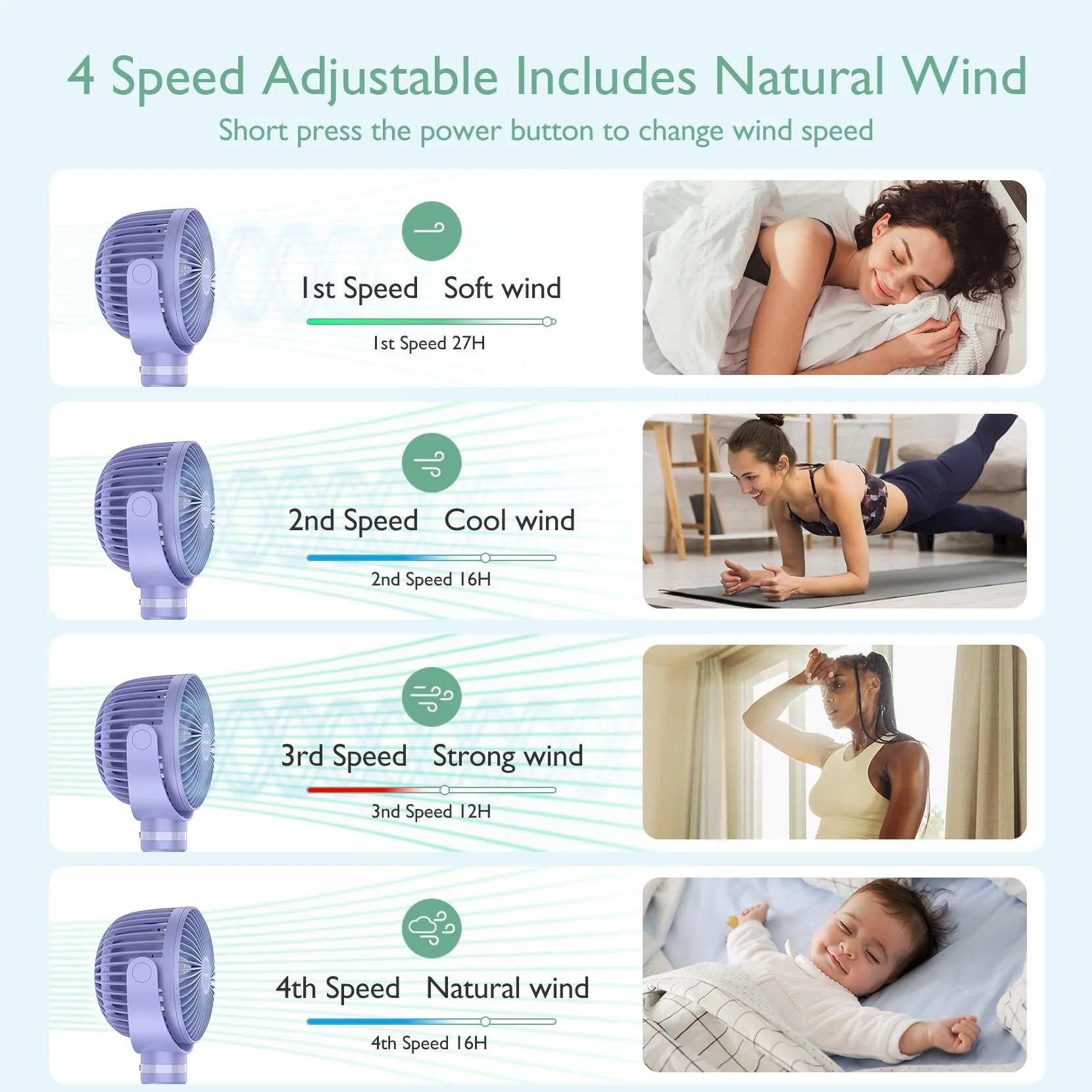 Ventilateur de poche USB rechargeable pour le voyage - Image 17