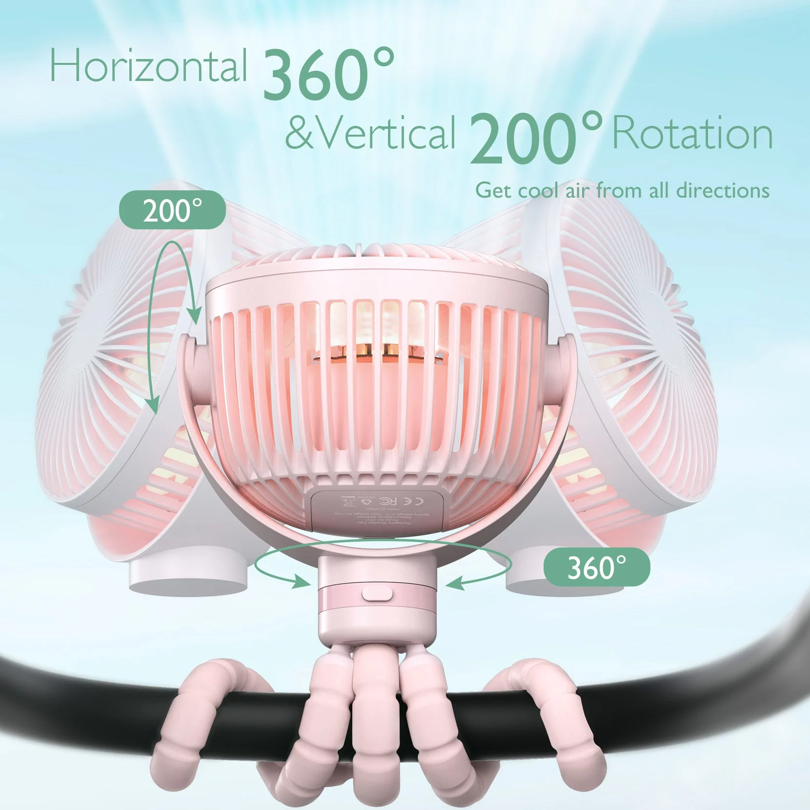 Ventilateur de poche USB rechargeable pour le voyage - Image 25